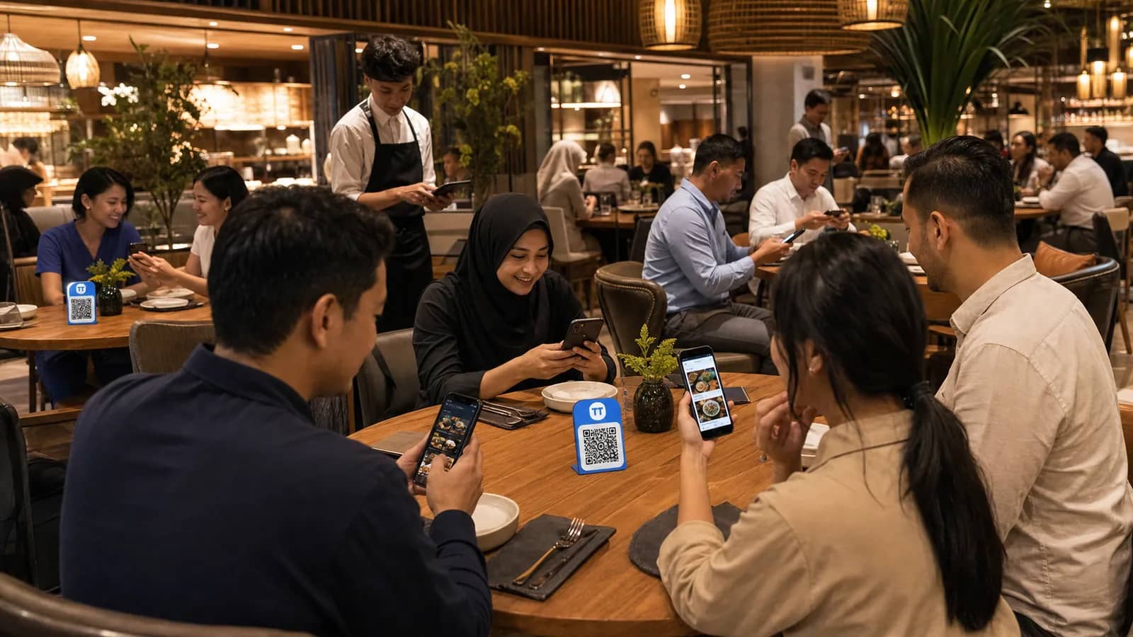 A busy restaurant where guests use TableTag QR menus