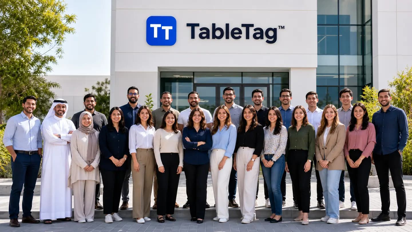 The TableTag team outside the company headquarters